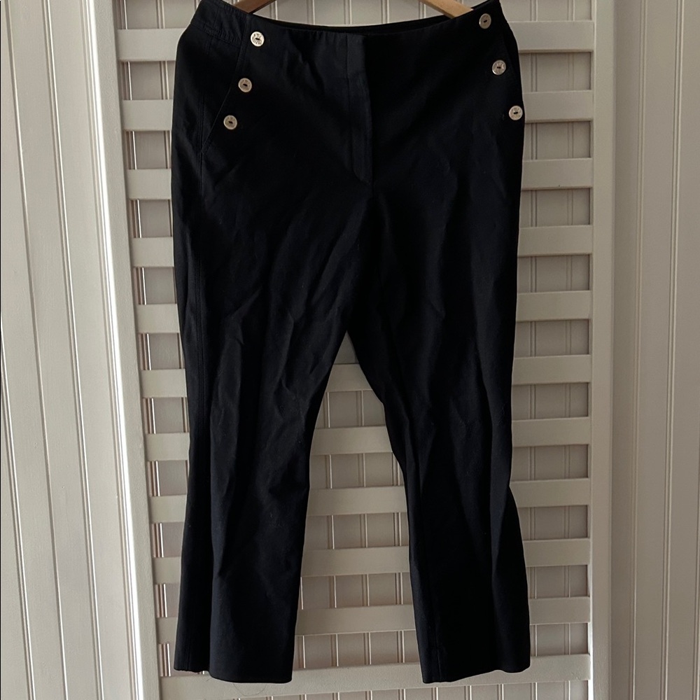 White House Black Market Black Pants with Button Detail